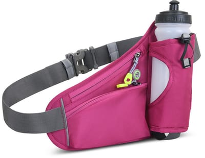 Oneay Heuptas met bidonhouder, drinkgordel voor hardlopen en wandelen, verstelbare heupriem voor mannen en vrouwen, geschikt voor wandelen, hardlopen, joggen en kamperen (bidon niet inbegrepen) (Fuchsia)