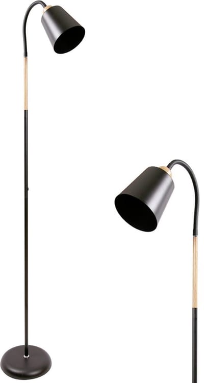 ANTENLICHT Industriële Vloerlamp - Trapeziumvormige lampenkap Zwart - MAX60W E27 fitting - excl. lichtbronnen