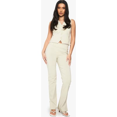 boohoo Dames Bengaline Slim Flare Broek | Ecru | Maat: 38