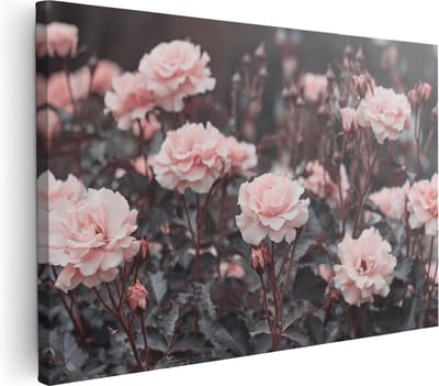Artaza Canvas Schilderij Bloemen - 30x20 cm - Klein - Wanddecoratie Rozen - Muurdecoratie Woonkamer - Kamer Accessoires