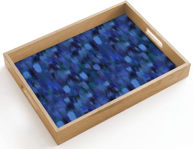 Dienblad hout 40x30 cm - Schootdienblad - Vloeiend - Verfstrepen - Kleuren - Borrelplank rechthoek - Plateau dienbladen