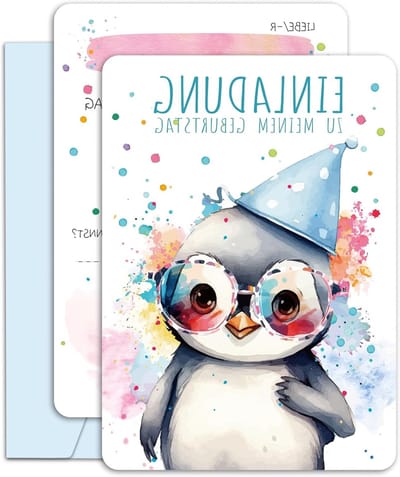 13-delige Verjaardagsuitnodigingen voor Kinderen met Ontworpen Enveloppen, Kleurrijke Feestuitnodigingen, 105 x 148mm, Perfect voor Verjaardagsfeestjes en Kinderfeestjes