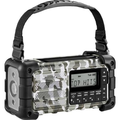Sangean MMR-99 DAB+ Camo Noodradio DAB+, VHF (FM) AUX, USB, Bluetooth Zonnepaneel, Handslinger, Acculaadfunctie Arctic Camo