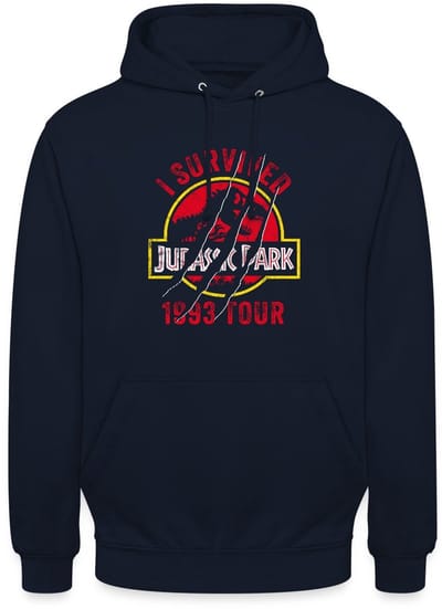 Jurassic Park Bekrast Logo I Survived 1993 Tour Hoodie Unisex