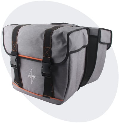 Voltano Dubbele Fietstas Premium Afgeschuind - Grijs - 44 Liter - 100% Waterdicht - Fietstassen Electrische Fietsen