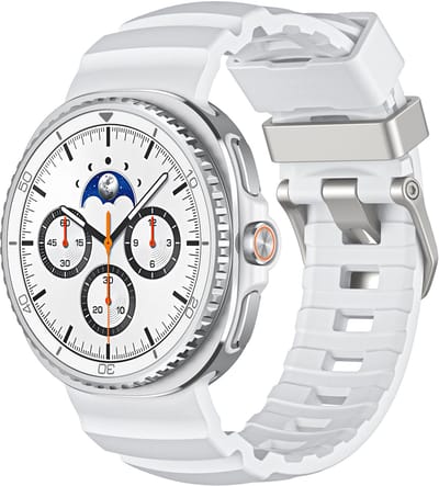 Stravo TrailFit Siliconen Bandje Geschikt voor Samsung Galaxy Watch 9 (40/44mm) / Watch 8 (40/44mm) / 8 Classic (46mm) - Siliconen sport horlogeband voor Samsung smartwatches - Wit