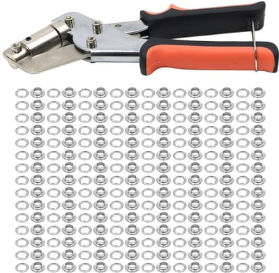 Dailygoods- Oogtangenset 300 Ogen - Gatentang - Roestvrij Staal - Magnetische Oogstans - Voor Leer en Dekzeilen - Binnendiameter 10 mm