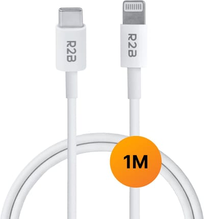 R2B USB C Kabel geschikt voor Lightning - 1 Meter - USB-C kabel - Extra stevige USB-C kabels - Oplaadsnoer - Oplaadkabel - Power Cable