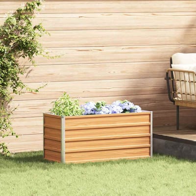 vidaXL - Verhoogde - plantenbak - Lichtbruin - 100 - x - 40 - x - 45 - cm - Gegevens - staal