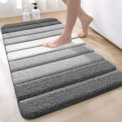 Badmat 60 x 110 cm, Antislip, Absorberend Water, Machinewasbaar, Microvezel Badkamervloermat, Badkamer Accessoires, Grijs