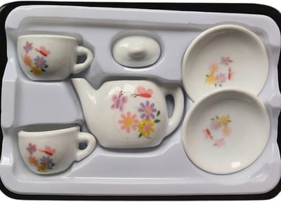 Theeset bloemen patroon 6 delig