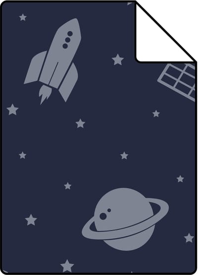 Proefstaal ESTAhome behang planeten in de ruimte donkerblauw - 26.5 x 21 cm - 139463-S
