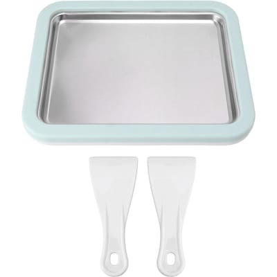 Gerold Ijs Maker Roestvrij Staal Instant Koude Pan Plaat Zelfgemaakt DIY Serveren met 2 Spatels voor white