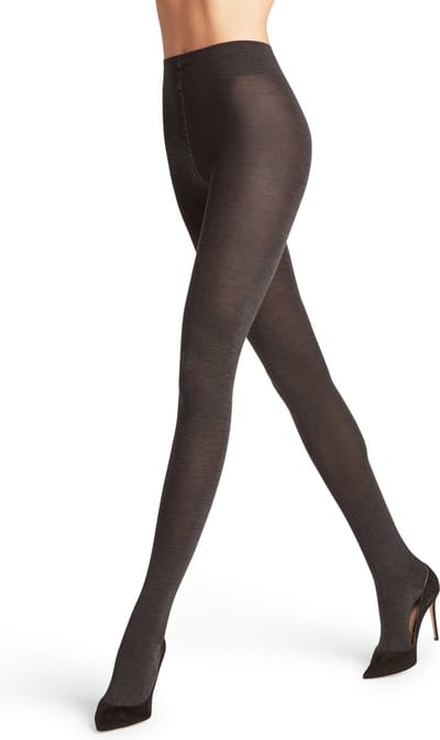FALKE Softmerino eenkleurig wol katoen panty dames grijs - maat 38-40