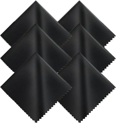 Microvezel Schoonmaakdoek voor Brillen, Monitoren en Tablets - Set van 6 (15 x 18 cm) - Zwart, Ideaal voor Krassen en Vingerafdrukken