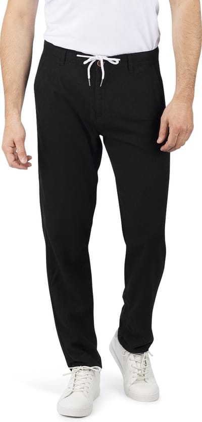 riverso Heren Chino Broek RIVMarco regular/straight Zwart M Volwassenen Linnen zomerbroek