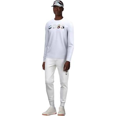 Boss Heren SkeDigital trainingsbroek met logo in kleurverloop (Wit)