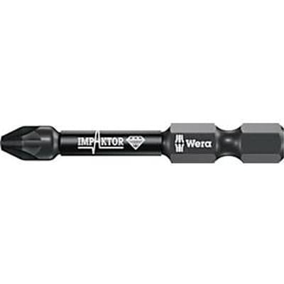 WERA Bit 855/4 IMP DC PZD2, L 50 mm, 1/4 inch E6.3, slagschroevendraaier met diamantcoating, voor slagschroevendraaiers, 5 stuks