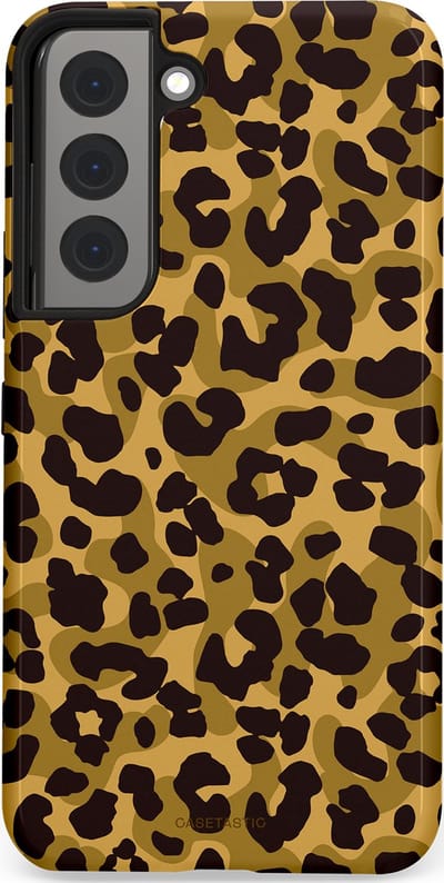 Casetastic hoesje geschikt voor Samsung Galaxy S22 - Dubbellaagse bescherming - Jungle Panter - Fashion Case - Zwart Crème Beige