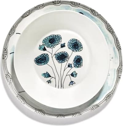 Serax Marni Midnight Flowers Anemone Vaniglia diep bord D22cm H3.2cm groen / blauw