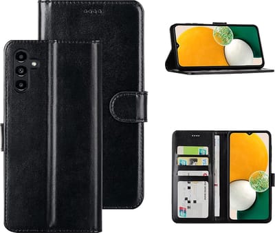LuxeBass Hoesje geschikt voor Samsung Galaxy A13 5G - Boekhoesje - Zwart - Portemonneehoesje gsm hoesje - telefoonhoes - telefoonhoesjes