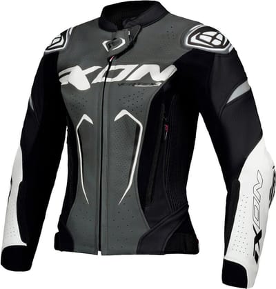 Ixon Vortex 3 JKT L Zwart Antraciet Wit Dames Leren Motorjas - Jas