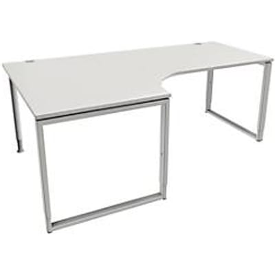 Schäfer Shop Genius MODENA FLEX hoekbureau, 90°, beugelvoet, bevestiging links, B 2000 mm, lichtgrijs