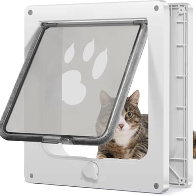 YAGXIG Middelgrote kattendeurstopper - Vierweg afsluitbare kattendeur - Geschikt voor binnen- en buitendeuren - Huisdierdeur - Robuust - Duurzaam