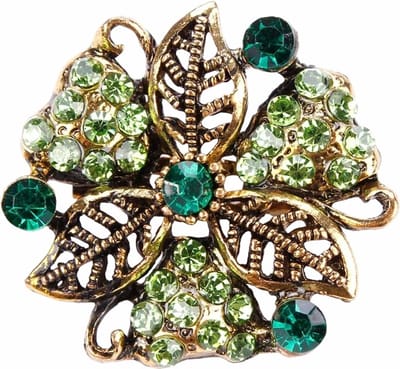 Fako Bijoux® - Broche - Bloem Hart Retro - 32x32mm - Groen