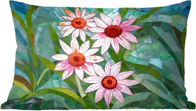 Sierkussens - Kussentjes Woonkamer - 60x40 cm - Bloemen - Roze - Glasmozaïek
