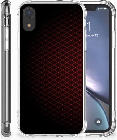 Apple iPhone Xr Doorzichtige Silicone Hoesje Geruit Rood