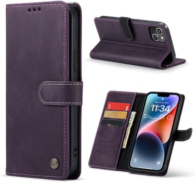Casemania Echt Leren Hoesje Geschikt voor Apple iPhone 11 - Paars - Wallet Book Case - Lederen Portemonnee Telefoonhoesje met Pasjeshouder
