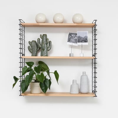 Tomado - Wandrek - Hout & Zwart - Boekenrek - 70x21x68cm - Uitbreidbaar