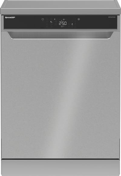 Sharp QWNA4YF44AIEU - vrijstaande vaatwasser - energie label A - 9 liter waterverbruik - 10 jaar motorgarantie - RVS deur