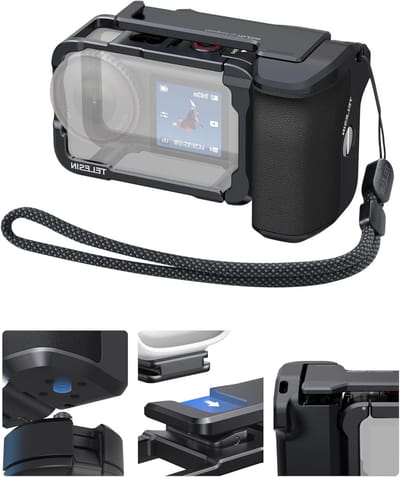 Street Grip Kit voor DJI Action 6 met Metalen Rabbit Cage, Camera Grip Houder, Aluminium Behuizing en TF Kaartsleuf, Ideaal voor Actiefoto's en Video's