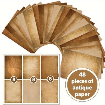 48 Stuks van 11,2x8,2in, Retro A4 Dubbelzijdig Printerpapier DIY Handboek Scrapbook Decoratiemateriaal Papier A beige