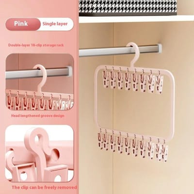 Multi-clip Sokken Droogrek Multifunctioneel Afneembaar Droogrek Ruimtebesparend voor het Drogen van Ondergoed Handdoeken Sokken Babykleding roze
