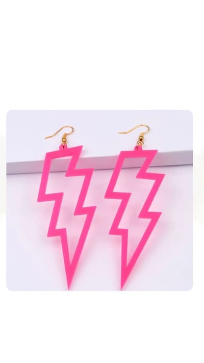 Akyol Oorbellen roze bliksemschicht -neon roze - oorbel - festival - bohemian - neon roze oorbellen - leuke roze oorbellen - Sieraad - bliksem neon oorbellen - foute feest - foute party - carnaval - hangoorbel - roze oorbel - dame