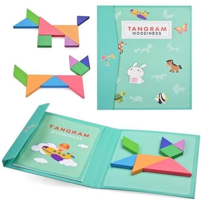 Educatief speelgoed - LX - 96 Magnetische Tangram Puzzels - Reizen en kaarten - Groen - Gemengd