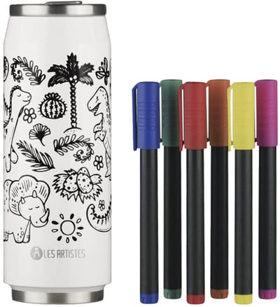 Les Artistes Paris thermosbeker 500ml - DIY creatieve set Dino - inclusief 6 markers - LP-A4392