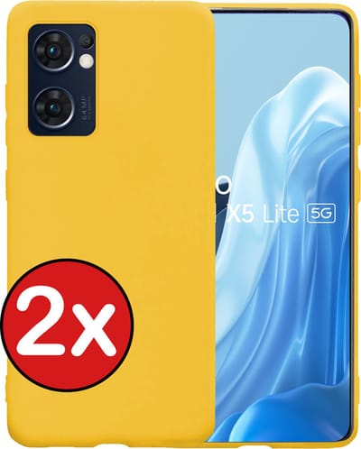 Hoesje - 2 Stuks - Geschikt voor OPPO Find X5 Lite - Sterk & Shockproof - Telefoonhoes - Back Cover - Case Siliconen - Telefoon Hoes - Geel