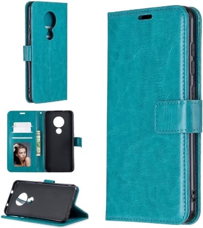 LuxeBass Hoesje geschikt voor Nokia 3.4 - Bookcase Turquoise - portemonnee hoesje gsm hoesje - telefoonhoes - telefoonhoesjes