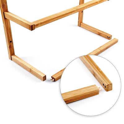 relaxdays handdoekenrek bamboe, handdoekrek, handdoekhouder, muurmontage, bruin