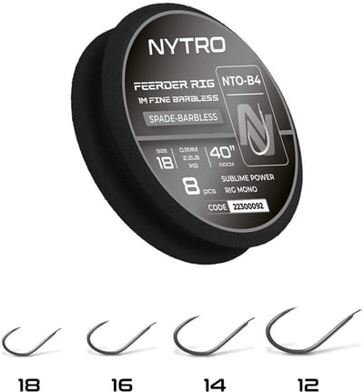 Nytro Ready Tied Rigs Feeder Rig Fine 1.00m Spade-Barbless (8 pcs) - Maat : Haak 18 - 0.11mm