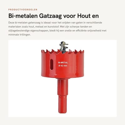 Dailygoods - Bi-metalen Gatzaag voor Hout en Metaal 42 mm