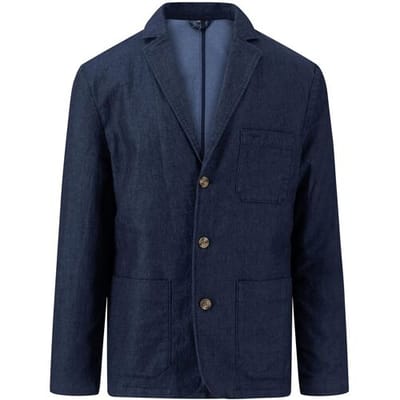 Fynch-Hatton Two-Tone Structure Blazer Cotton Linnen Dark Navy / male