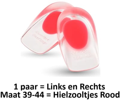 Comfortabele Hielspoor Zooltjes - Hielbeschermers - Hielzooltjes- Anti Slip- Gelhaj - voetzolen - Gel- Inlegzolen - Hielspoor – 1 paar = 2 Stuks voor Maat 39-44 - Rood- Underdog Tech