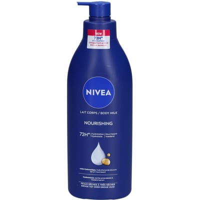NIVEA Verzorgende Body Milk - met Hyaluronzuur Zachte Amandel Olie en Voedend serum - Body Melk met 72 Uur Hydratatie - Voor Droge tot Zeer Droge Huid - 400 ml