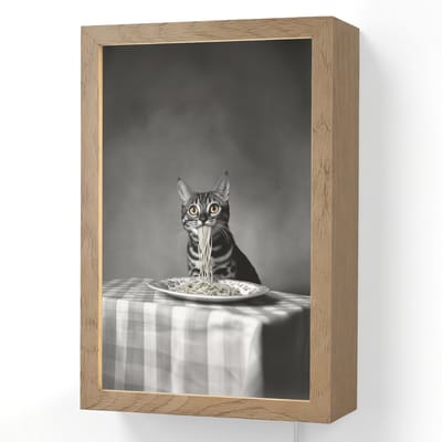 Wandlamp 20x30 cm - Oplaadbaar - Bengaal - Kat - Tafelkleed - Zwart - Wit - Dier - Wandlampen binnen woonkamer - Slaapkamer lamp met kabel - Decoratieve nachtlamp - Vloerlamp snoer