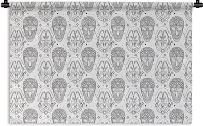 Wandkleed - Wanddoek - Patroon - Maskers - Zuid-Amerika - 180x120 cm - Wandtapijt
